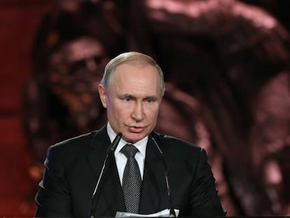 Vladímir Putin, durante su discurso el pasado 23 de enero en el Foro Mundial del Holocausto celebrado en Jerusalén.