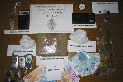 Cocaína decomisada por la Guardia Civil.