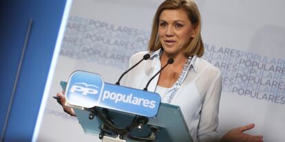 Popular Party secretary general María Dolores de Cospedal on Monday.