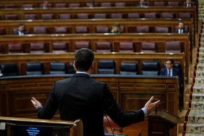 Pedro Sánchez interviene en el Congreso de los Diputados.