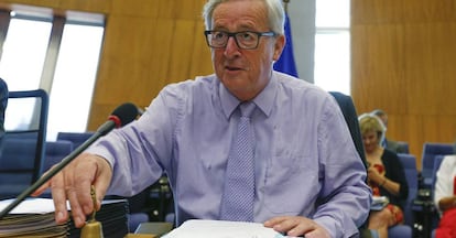 Jean-Claude Juncker, antes de una reuni&oacute;n del colegio de comisarios en Bruselas.