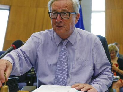 Jean-Claude Juncker, antes de una reuni&oacute;n del colegio de comisarios en Bruselas.
