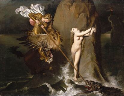 'Ruggiero liberando a Angélica', llegada del Louvre, es una de las pinturas más eróticas de Ingres.