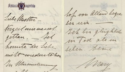 Detalle de una de las cartas escritas por Mary Vetsera antes de suicidarse junto al príncipe heredero Rodolfo de Habsburgo.