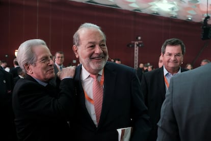 Carlos Slim durante una convención empresarial en San Luis Potosí