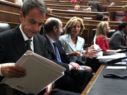 Zapatero, Rubalcaba, Salgado y Jiménez en el debate del estado de nación.