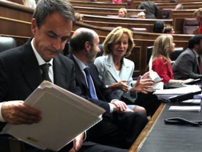 Zapatero, Rubalcaba, Salgado y Jiménez en el debate del estado de nación.