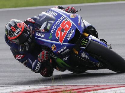 Maverick Vi&ntilde;ales, en los ensayos oficiales de Sepang. 