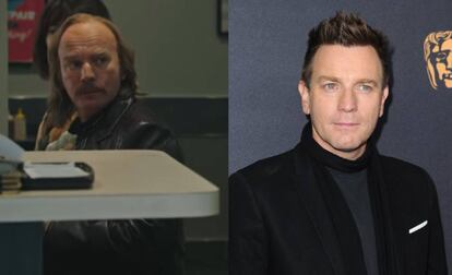 Ewan McGregor en la serie &#039;Fargo&#039; y, a la derecha, el actor a finales de octubre de 2016.