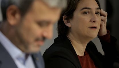 Jaume Collboni and Ada Colau, at the announcement of their leadership pact.