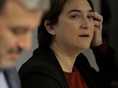 Jaume Collboni and Ada Colau, at the announcement of their leadership pact.