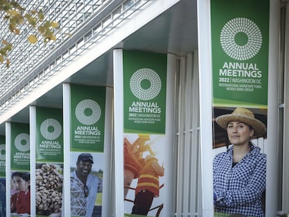 Exterior de la sede del Banco Mundial en Washington, donde dicho organismo y el Fondo Monetario Internacional (FMI) celebran su asamblea anual.