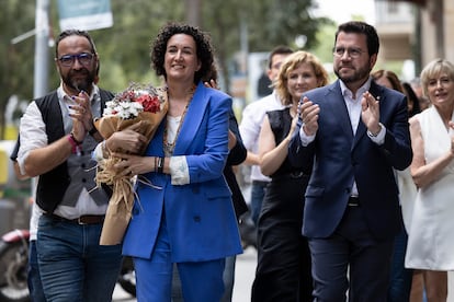 La secretaria general de Esquerra, Marta Rovira, llega a la sede de Esquerra, en una imagen de archivo.