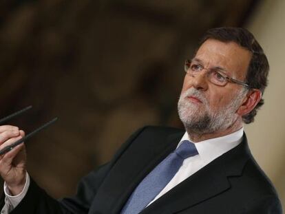 Mariano Rajoy en un moment de la seva compareixen&ccedil;a.