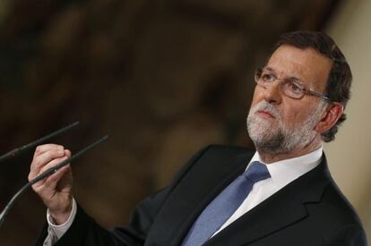 Mariano Rajoy en un moment de la seva compareixen&ccedil;a.