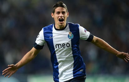 James Rodriguez celebra el gol del triunfo de su equipo.