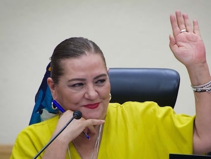 Guadalupe Taddei, consejera Presidenta del INE, durante la sesión del 20 de julio.