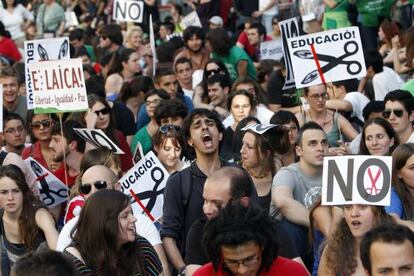 Manifestació d'estudiants en contra de les retallades el 2012.