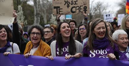 Irene Montero en la manifestación del 8-M de 2020 en Madrid.