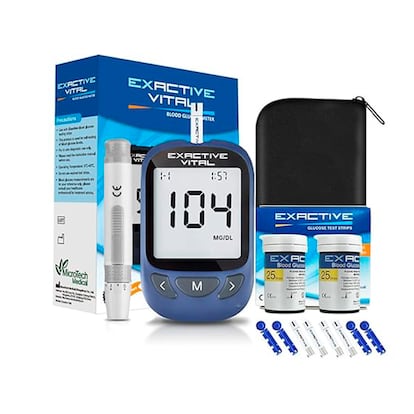 Medidores de glucosa sobre fondo blanco.