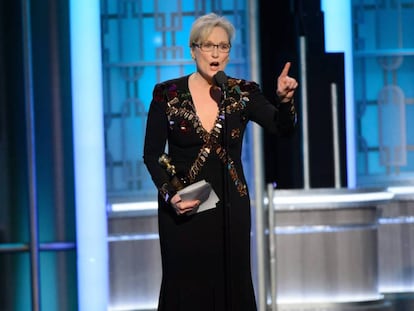 Meryl Streep, durante seu discurso no Globo de Ouro.