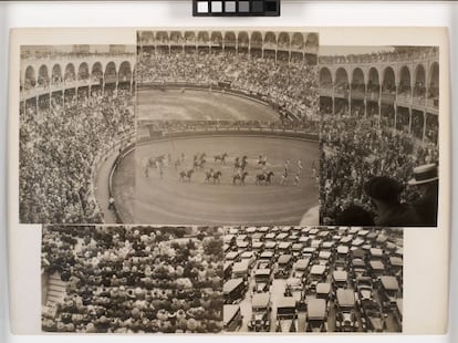 Toros en San Sebastián, collage de seis fotografías, 1929.