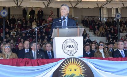 El presidente argentino, Mauricio Macri, en la apertura de la feria de exposición de la Sociedad Rural.