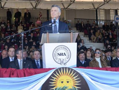 El presidente argentino, Mauricio Macri, en la apertura de la feria de exposición de la Sociedad Rural.