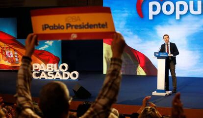 Pablo Casado este sábado en un mitin en Alicante. 
 