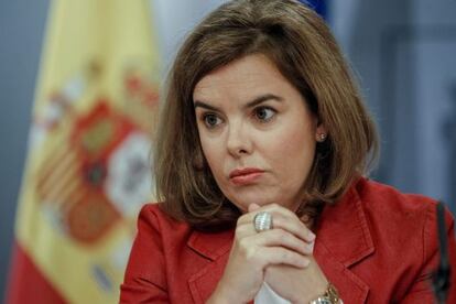 Soraya Sáenz de Santamaría during Friday's press conference.