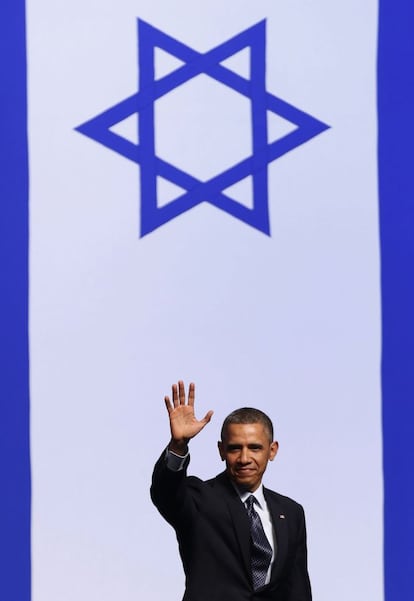 El presidente estadounidense, Barack Obama, durante una conferencia ante medio millar de jóvenes en Jerusalén.