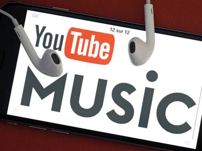 El logo de YouTube Music en la pantalla de un móvil. 