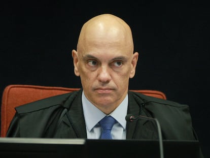 Ministro Alexandre de Moraes durante sessão da 1ª turma do STF no último dia 23.