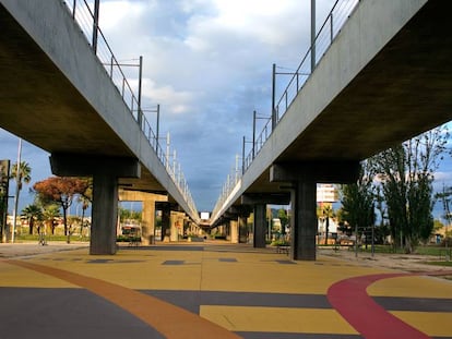 Obras del metro en Zona Franca, en una imagen de archivo.