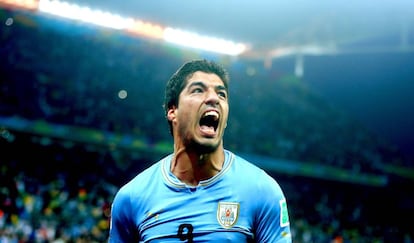 Luis Suárez em partida do Uruguai.