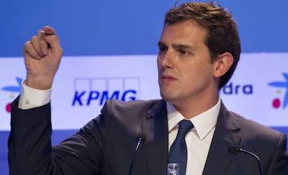 Albert Rivera, durante su intervención el viernes en la reunión del Círculo de Economía de Sitges.