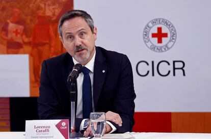 Lorenzo Caraffi, jefe de la delegación del Comité Internacional de la Cruz Roja en Colombia, durante la presentación de su balance de "retos humanitarios" para 2023, en Bogotá.