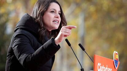 La candidata de Ciudadanos a la Generalitat, Inés Arrimadas, este sábado.
