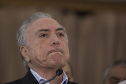 Temer, en una rueda de prensa en R&iacute;o de Janeiro, el domingo