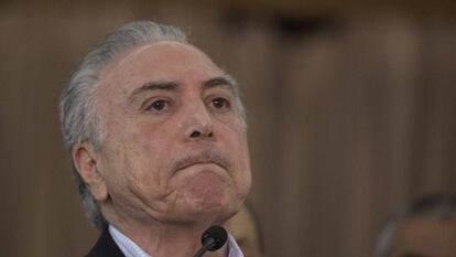 Temer, en una rueda de prensa en R&iacute;o de Janeiro, el domingo