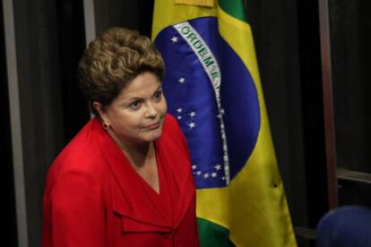 Brazilian President Dilma Rousseff speaking on Tuesday.