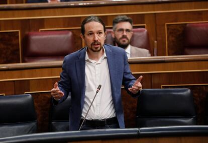 El vicepresidente segundo del Gobierno, Pablo Iglesias, en el Congreso.