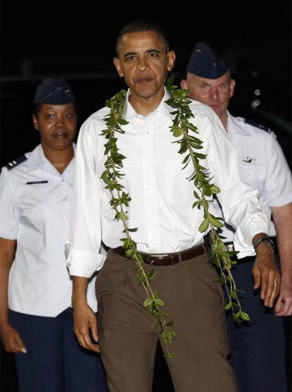 El presidente de Estados Unidos, Barack Obama, a su llegada a Hawai.