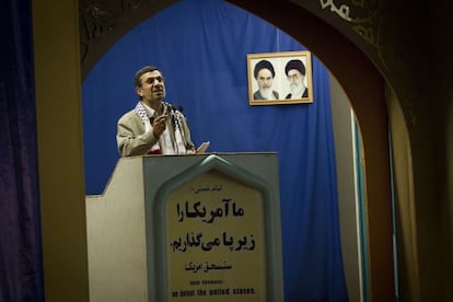 Mahmud Ahmadineyad, durante su discurso en Teherán.