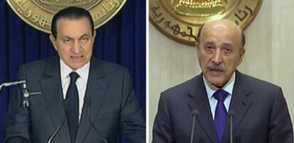 El presidente Hosni Mubarak y el vicepresidente Omar Suleimán