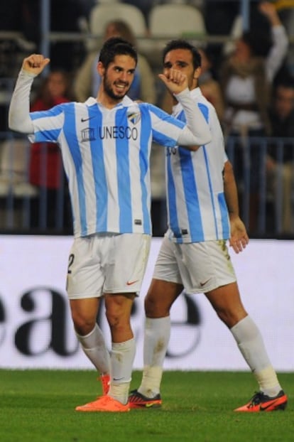 Isco celebra un gol esta temporada.