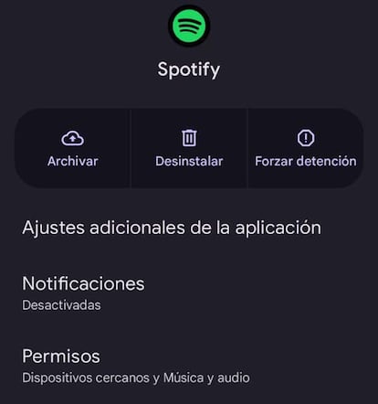 Detalles de una app en Android
