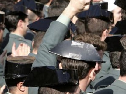Protesta de guardias civiles en Madrid, en enero de 2007.