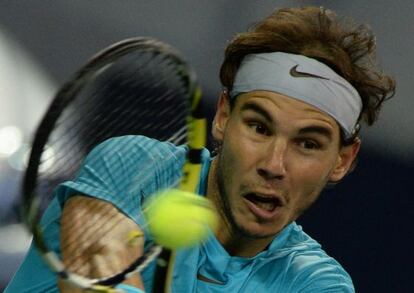 Nadal, en su partido contra Del Potro en el Másters de Shanghái.