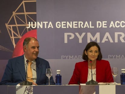 La ministra de Industria, María Reyes Maroto, en la junta general de accionistas de PYMAR.